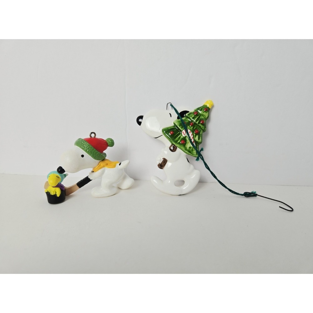 Vintage Christmas ornament pair Snoopy Peanuts